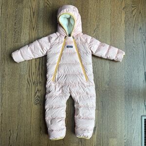 Patagonia Pink and Yellow Baby Snowsuit